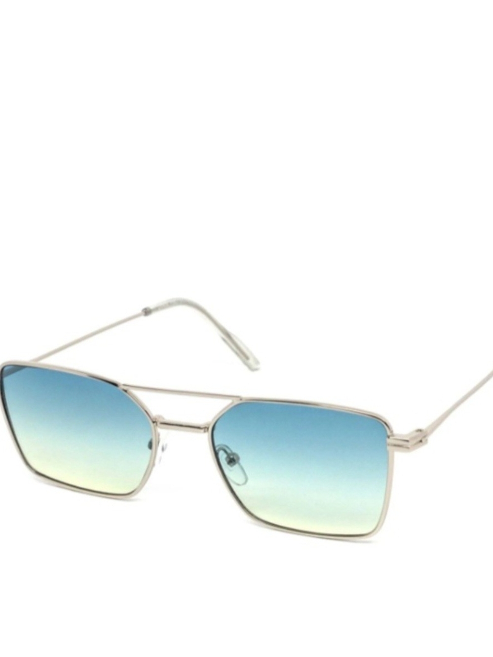 Silver Frame Sunglasses with Blue-Green Gradient Lenses